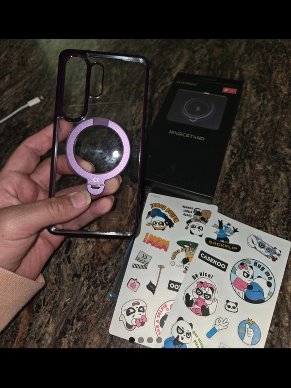 Casekoo Clear Phone Case with Purple MagSafe Ring Holder Samsung Galaxy S26Ultra
